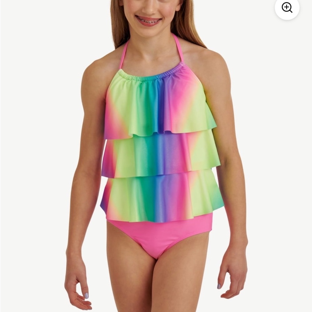 Rainbow Ruffle Kids Swimsuit